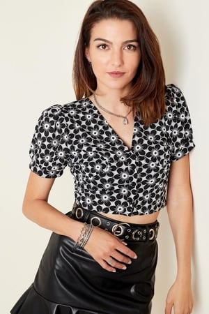 Blouse crop top Zwart S h5 Afbeelding2